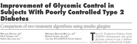 The treat-to-target trial. Diabetes Care 2003;16(11):3080-6 (Glargin vs NPH) Hermansen K.