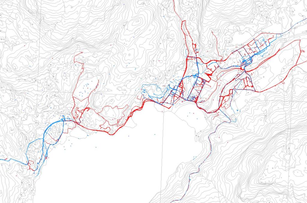 Samla kartlagde område i kommunens kartbase Blå