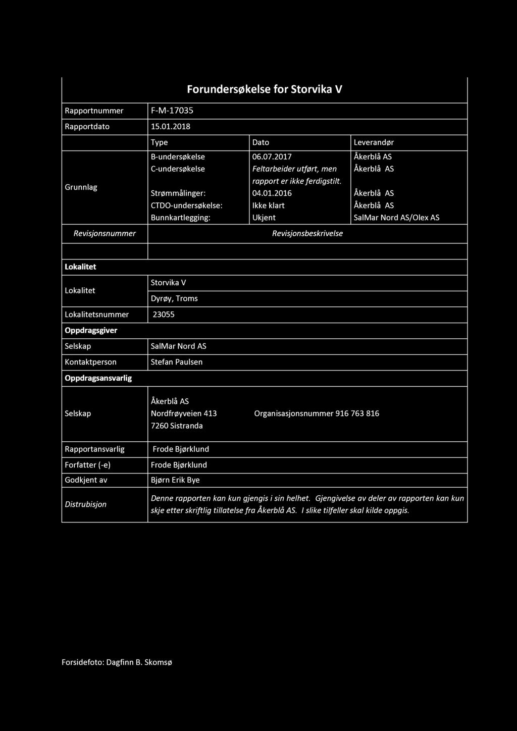 Rapportnummer F - M - 17035 Rapportdato 15.01.