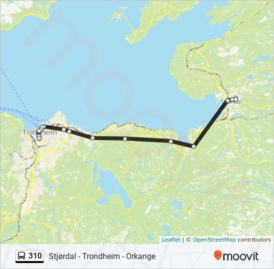 Retning: Trondheim 16 stopp VIS LINJERUTETABELL Stjørdalshallen Halvor Bachkes Gate 3, Stjørdalshalsen Sigurd Jarls Veg Ole Vigs Gate 38, Stjørdalshalsen 310 buss Rutetabell Trondheim Rutetidtabell