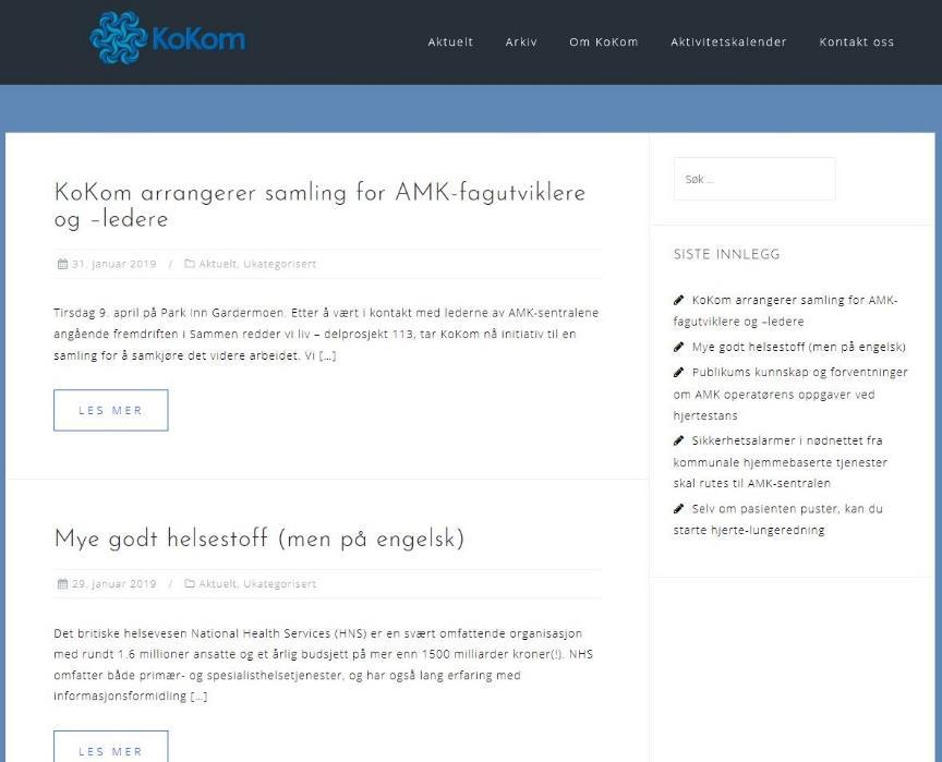 Hjemmesiden I løpet av høsten 2018 har KoKom re-etablert hjemmesiden www.kokom.no.