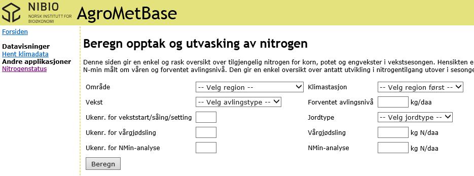 utvaskingskalkulator OPTIKORN, Adaptation strategies for increased cereal production under a