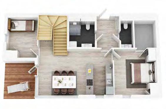 ETASJE S S 3D illustrasjon viser planløsning over angitt leilighet og er kun ment som illustrasjon.