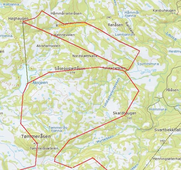 Området mellom Hammerseteråsen og Høgmannen lå utenfor registreringsområdet til