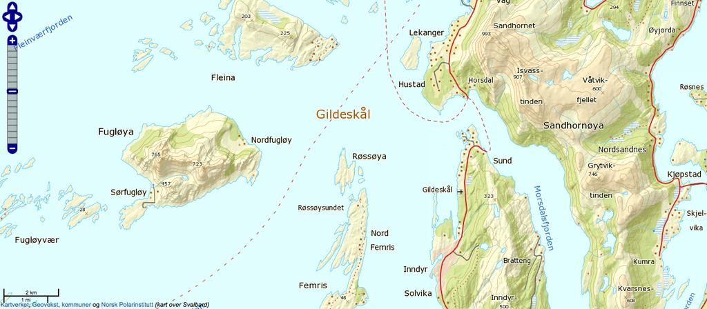 Kart nr. 1929-II. Målestokk 1:50.000. Lokaliteten Røssøya er tegnet inn som et rektangel. Vedlegg nr. 4.