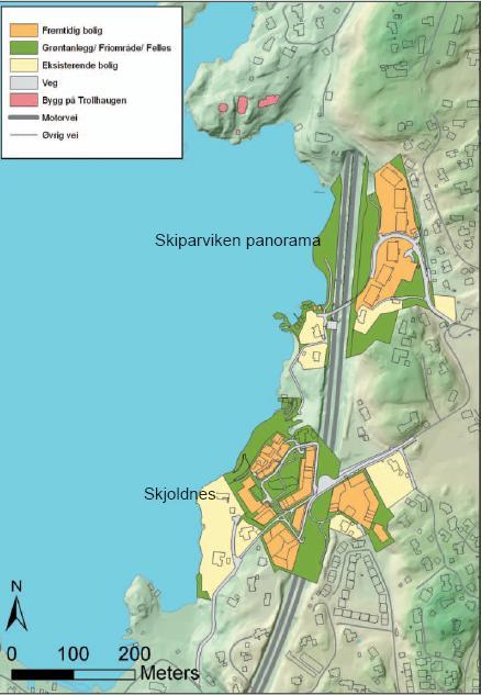 Friområde på land / i sjø På sjøsiden av motorvegen viser planen nå et større offentlig friområde FO1. Båthavnen i tidligere planforslag er nå tatt ut.