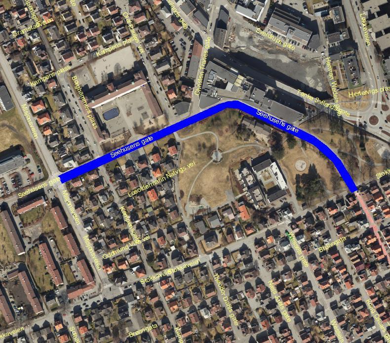 Prosjekt: 391776556 Etablering av sykkelprioritert gate i Seehusens gate. Etablering av sykkelprioritert gate i forlengelse av Møllegata.