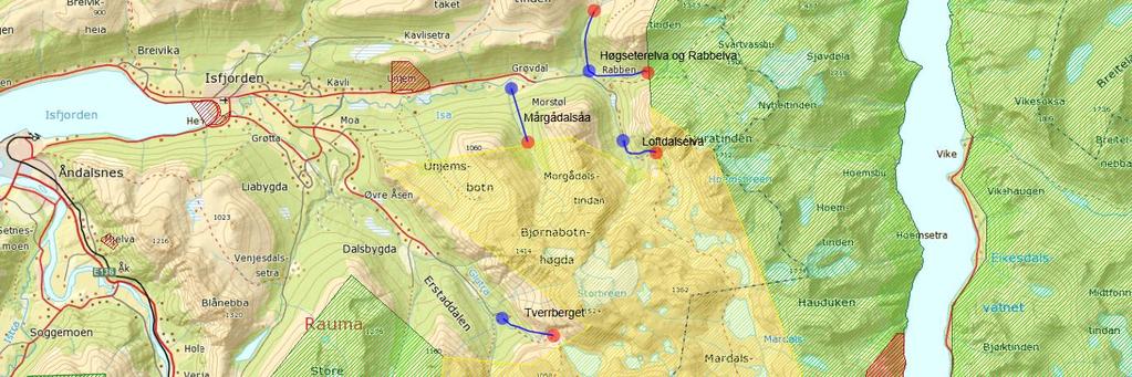 Tverrberget kraftverk (vedlegg 2) er en revisjon av prosjektet med inntak i Glutra og Saufonngrova inne i biotopvernområdet som nasjonalparkstyret avslo i sak 11-2015 5.1. i år.