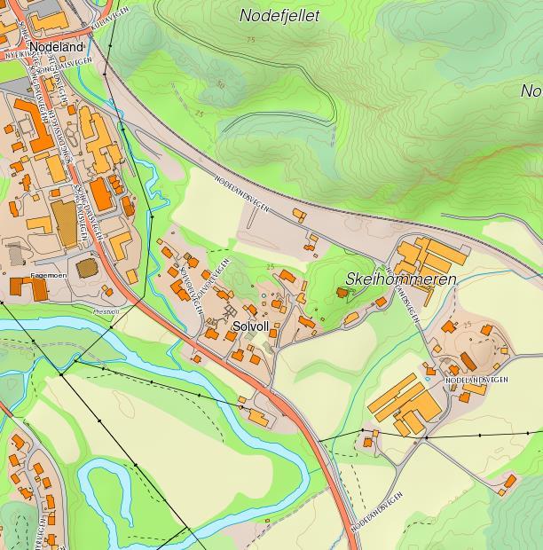 Detaljregulering for skoletomt på Vollan - Planprogram 17 4.15 Overordnet vegsystem Kommuneplanen har følgende konsekvensvurderinger for området: «Nodelandsvegen er i dag en privat veg.