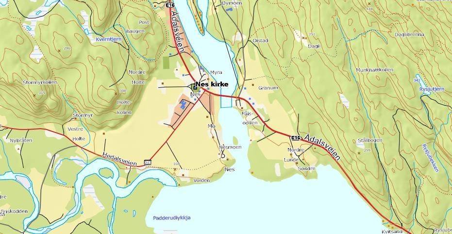 INNLEDNING 2.1 Sammendrag Detaljreguleringsplan for Granumlund, planid 0605_445 ligger langs Ådalsvegen/E16 i Nes i Ådal, i nordenden av innsjøen Sperillen.