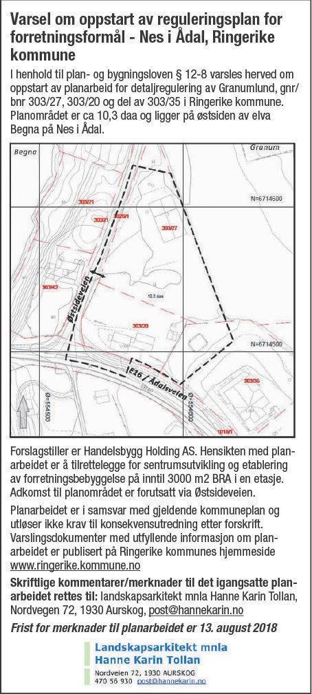 2.3 Eiendomsforhold Planforslaget omfatter følgende eiendommer: Gnr 303 bnr 20, gnr 303 bnr 27 og del av gnr 303 bnr 35.