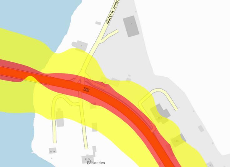 Figur 11: Siktforhold Østsidevegen X E16. Befaringsfoto vinter 2018 5.9 Teknisk infrastruktur SH prosjekt AS har redegjort for dagens situasjon og planlagt utvikling mht.