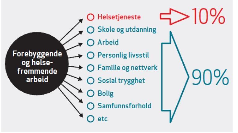 90-10 regelen Det er bare 10 prosent av folks helseproblemer helsetjenesten kan gjøre noe med.