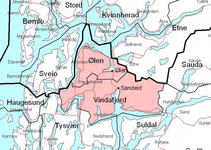 Side 82 6.2 Kjennetegn ved kommunene Tidligere Ølen og Vindafjord kommuner ligger helt nord i Rogaland (jf. Figur 14). De to kommunene ble slått sammen fra 01.01.2006.