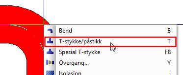 102 Venitlasjon DDS-CAD 14 Mens kanal tegnes kan du sette inn t-stykke/påstikk med å få frem pop-up meny (høyreklikk) og velge T- stykke/påstikk Egenskaper til t-stykke / påstikk