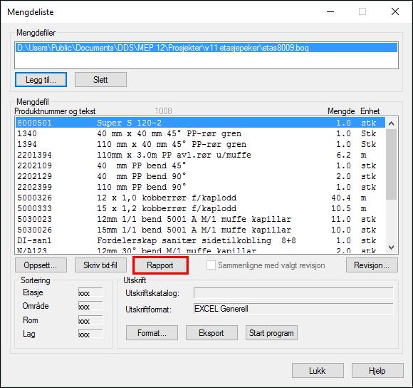 104 Eksporter mengeliste/plott/utsnitt DDS-CAD 14 - Mengdeliste/Plott/Snitt/Utsnitt Eksporter mengdeliste En DDS tegning er mye mer enn bare streker som kan skrives ut på et papir.