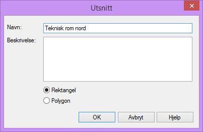 DDS-CAD 14 Eksporter mengeliste/plott/utsnitt 113 Velg hvilket navn utsnittet skal ha og beskrivelse for lettere å