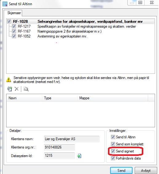 Ved eksport til Altinn må du huske å huke