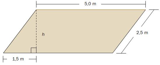 Oppgåve 7 (4 poeng) Eit blomsterbed har form som eit parallellogram. Sjå skissa ovanfor. a) Vis ved rekning at høgda h i parallellogrammet er 2,0 m.