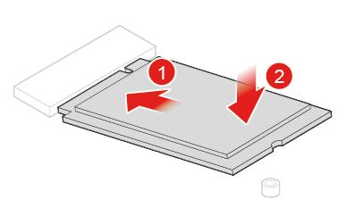 Figur 68. Installere M.2 Solid State-stasjonen Figur 69. Feste skruen 6. Sett på plass igjen delene som ble fjernet. Se «Fullføre bytte av deler» på side 55 for å fullføre utskiftningen.