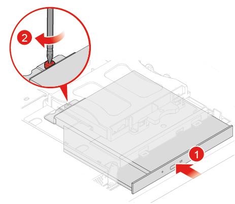 Figur 27. Lukke skuffen Figur 28. Montere holderen til den optiske stasjonen Figur 29. Installere den optiske stasjonen 4.