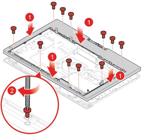 Figur 93. Sette på plass den bakre rammen Figur 94. Sette på plass I/O-braketten på siden Figur 95.