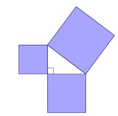 Oppgave 4 (2 poeng) Skissen ovenfor viser en rettvinklet trekant og tre kvadrater. Arealene av de to største kvadratene er 64 cm 2 og 100 cm 2. a) Bestem arealet av det minste kvadratet.