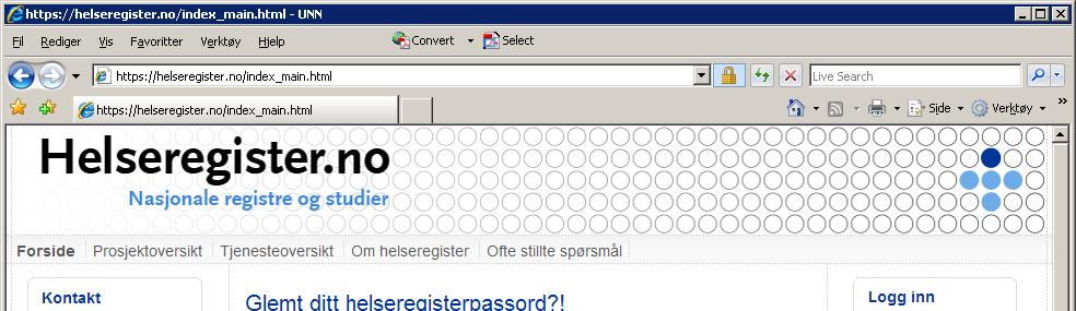 BRUKERMANUAL Portal Før du kan starte registrering i registeret trenger du egen brukerkonto (profil).
