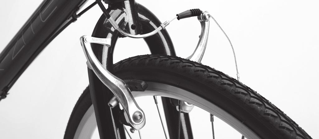 Sykkelen er vanligvis utstyrt med V-brems som vist på bildet nedenfor.