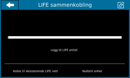 Meny: LIFE Sammenkobling Herfra kan man starte sammenkobling med en annen FlexiBlink LIFE enhet i stedet for å bruke LIFE-knappen. Se kap. Sammenkoble enheter.