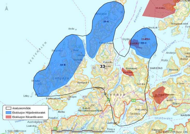 Område 33: Vesterålen Areal: 4692 km 2 Kommuner: Bø, Øksnes,
