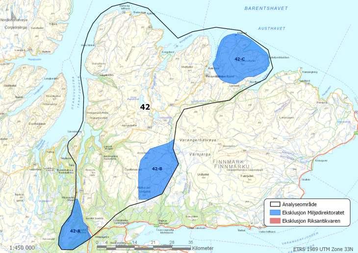 Område 42: Nord-Varanger Areal: 3577 km 2