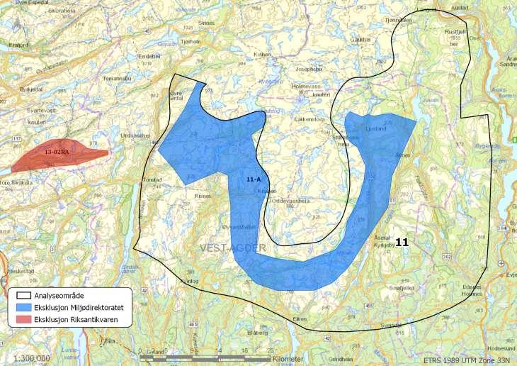 Område 11: Tonstad/Åseral Areal: 1973 km 2 Kommuner: Sirdal,