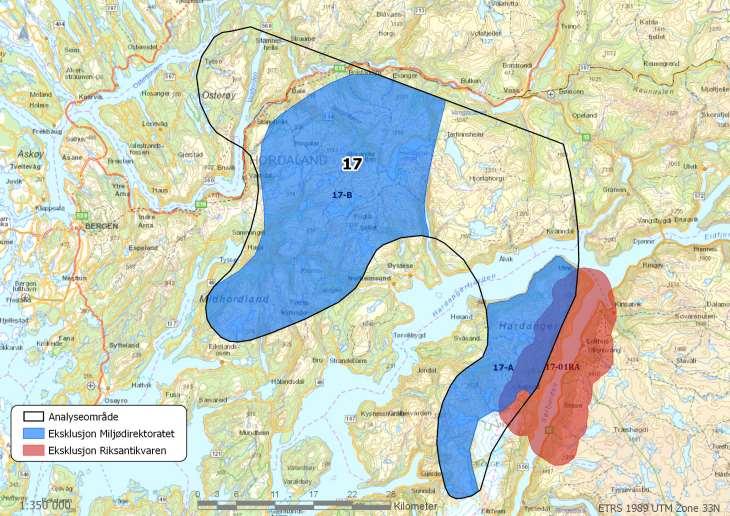 Område 17: Samnanger/Jondal Areal: 1737 km 2 Kommuner: Vaksdal, Samnanger, Kvam, Voss,