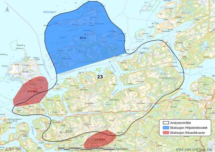 Område 23: Snillfjord og Frøya Areal: 5150 km 2 Kommuner: Halsa,