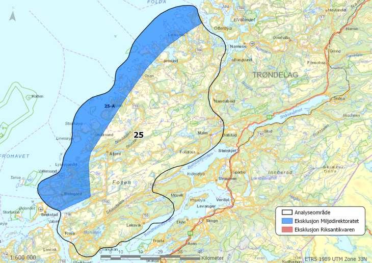 Område 25: Fosen Areal: 5876 km 2 Kommuner: Indre Fosen, Bjugn, Åfjord, Roan, Osen, Flatanger,