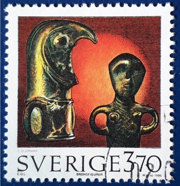 Kr, fra Balkåkra, Skåne. Bildet viser bronselurer fra Revheim på Jæren fra ca. 1000 f.kr. Lur er et av Norges eldste musikkinstrumenter, og kan føres tilbake til bronsealderen.