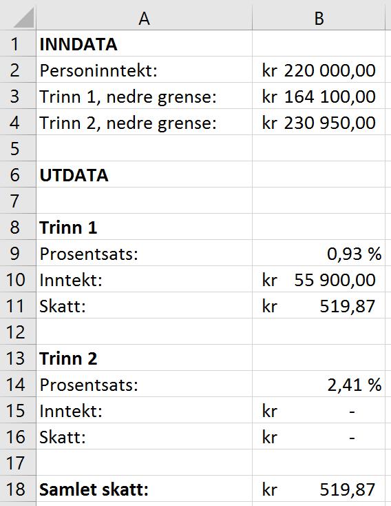 Oppgåve 7 (5 poeng) Arbeidstakarar som har ei personinntekt på over 164 100 kroner, må betale trinnskatt.