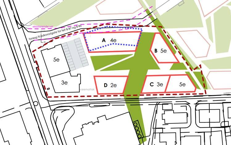 2.1.3 Adkomst Det foreslås adkomst til planområdet fra Gamle Forusvei. Gaten vil gå gjennom planområdet og kan i tillegg serve fremtidig boligfelt som ligger innenfor - B-B6 i Forus øst-planen.