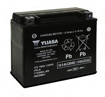 Motorsykkel & Powersport batterier HØY YTELSE - VEDLIKEHOLDSFRITT Hvis høy effekt er topp prioritet i et erstatningsbatteri, se til Yuasas høy ytelses batterier.