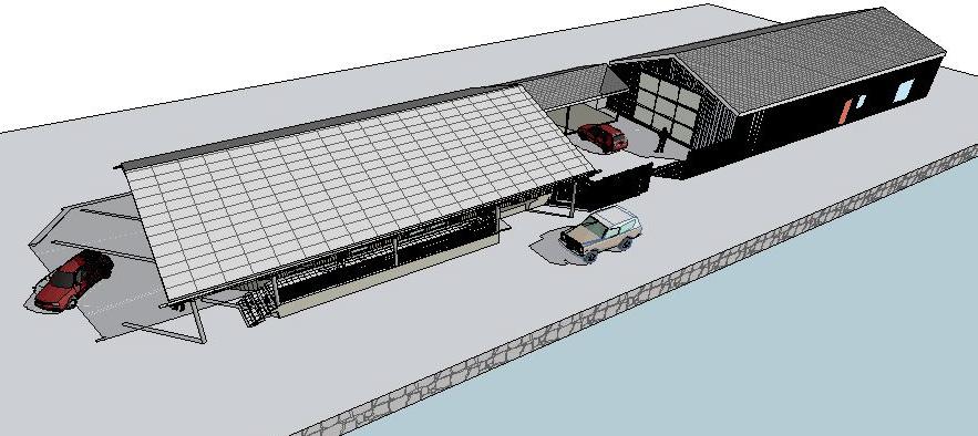 DENNE TEGNING MÅ VERKEN HELT ELLER DELVIS KOPIERES ELLER BENYTTES UTEN SKRIFTLIG SAMTYKKE FRA MOTH ARKITEKTER AS. Fasade syd vest Nytt Havnekontor Eksist.