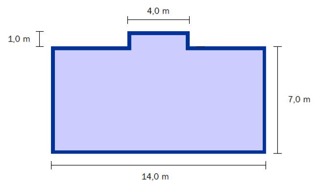 Oppgåve 3 (6 poeng) Svein skal byggje hytte. Han skal lage grunnmur og golv av betong. Sjå figuren ovanfor. Det mørkeblå området er grunnmuren. Grunnmuren skal vere 0,25 m brei.