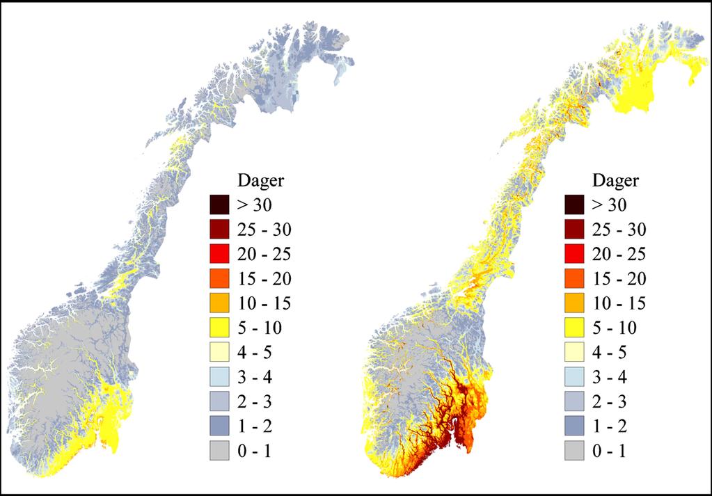 Flere dager over 20 grader Ved slutten