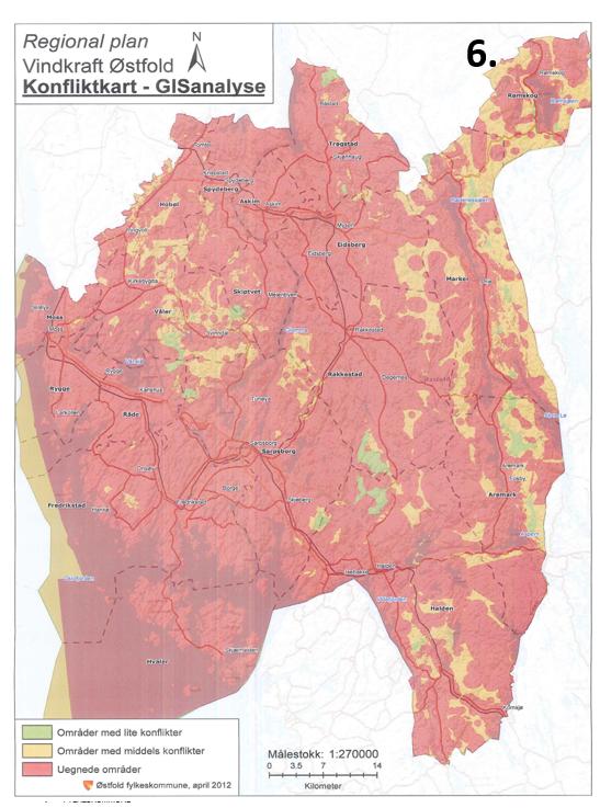 Regional plan for vindkraft i Østfold sin beskrivelse av