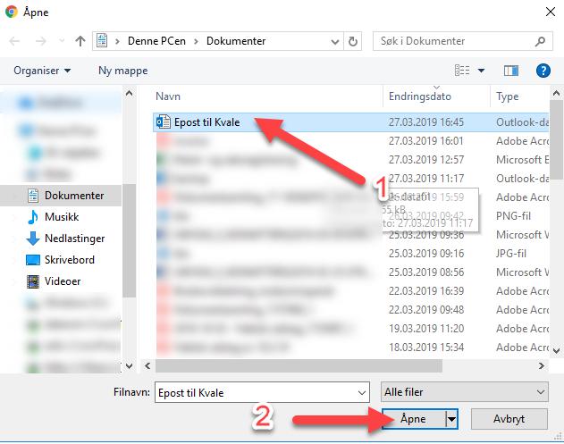 Trykk på knappen "Åpne" for å legge til den til opplasting Trykk på knappen "Send" for å sende den til din kontaktperson 3 SENDE EPOST SOM VEDLEGG Denne operasjonen er