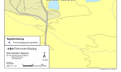 Stasjonene B-0 og B-2, ble etablert i mars 2015. Grønn pil markerer Grautbekken Blå piler viser sannsynlig grunnvannsretning.