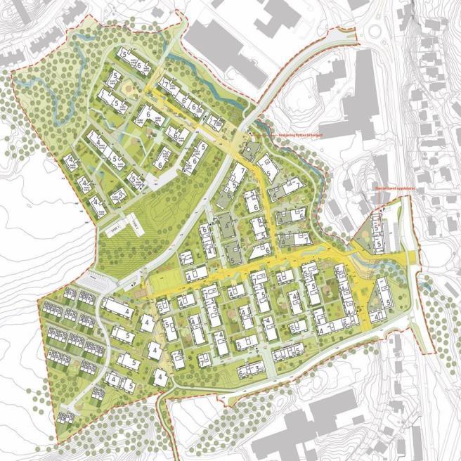 Plangrep, resultat Urban bfrm g bkvalitet basert på grønn mbilitet: Lkal handel på nærsenteret Gd tilgjengelighet til sjøen, marka g fritidsanlegg Lettstelte bliger