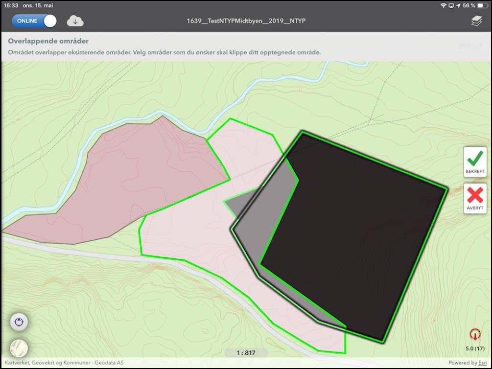 5.7 Multipolygon I 2018 versjonen av appen var det mulig å opprette multipolygon ved å hente geometri fra AR5 i NiN-web. Denne muligheten er fjernet i årets versjon av appen.