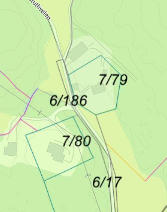 Vurdering Enebolig i skogs/landbruksområde SB-173 Matrikkel 7/79,7/80 Eksisterende bebyggelse 7/79 Enebolig med frittliggende bygnuinger 7/80 -