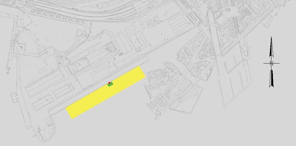 22 Figur 12: Utblandingsareal ved Filipstad per pumpesekvens er illustrert med grønn (250 m 2 ) og totalt areal per tunnelvask er illustrert med gul (18 450 m 2 ).